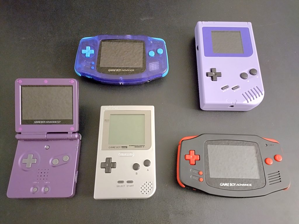 collection of Game Boys that inspired the business name The Battery Eater